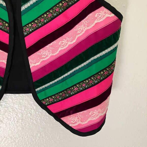 Vintage Aunt Abigail's Attic Striped Fabric Vest Size Medium - Picture 5 of 9